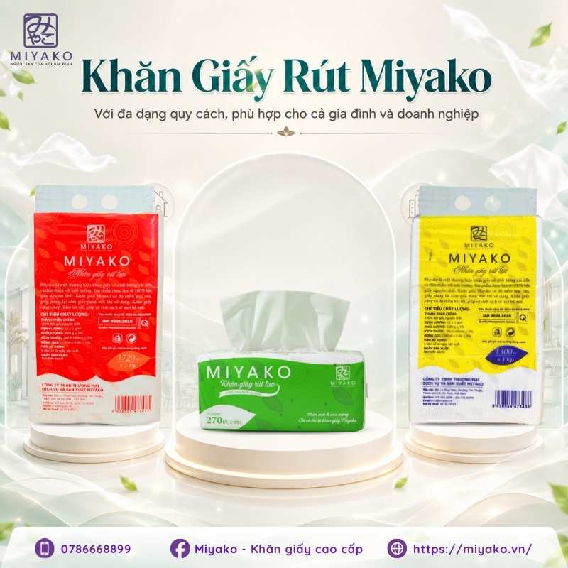 khăn giấy rút Miyako 100% bột giấy nguyên sinh