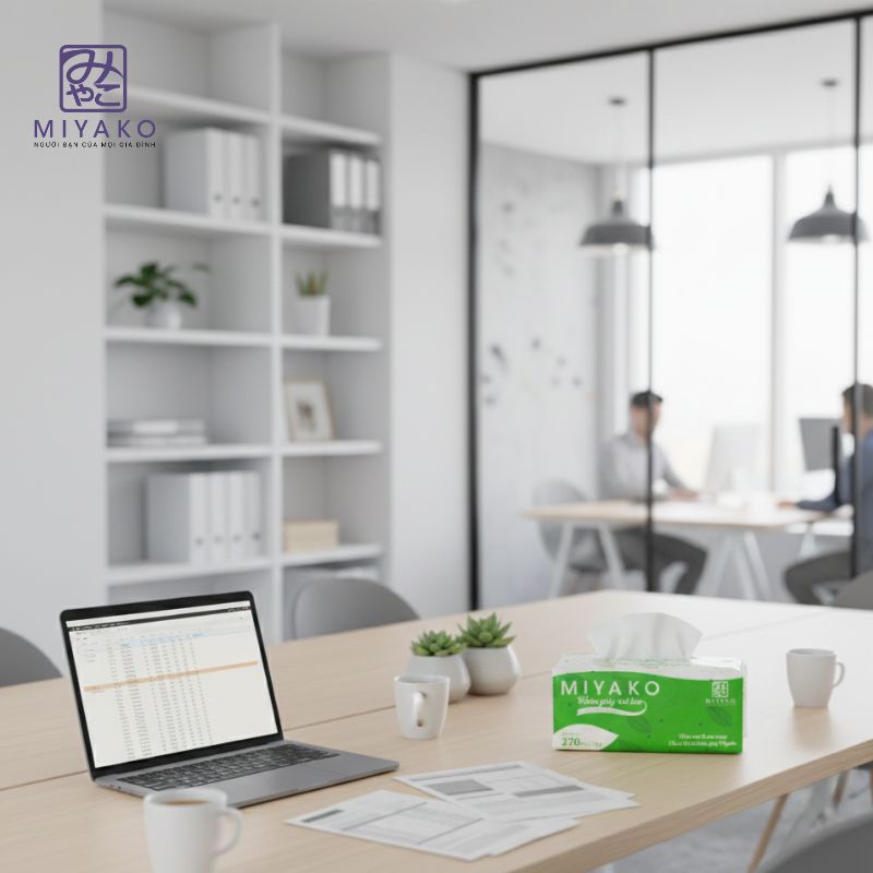 Khăn giấy rút giúp giữ không gian làm việc sạch sẽ, gọn gàng và tạo môi trường chuyên nghiệp cho nhân viên cũng như đối tác.