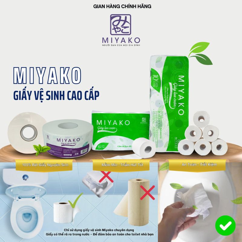 Giấy vệ sinh Miyako cao cấp – Mềm mịn, an toàn cho sức khỏe