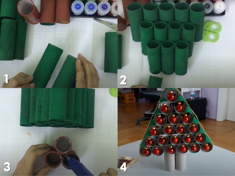 Hướng dẫn làm cây thông Noel 3D từ lõi giấy Miyako