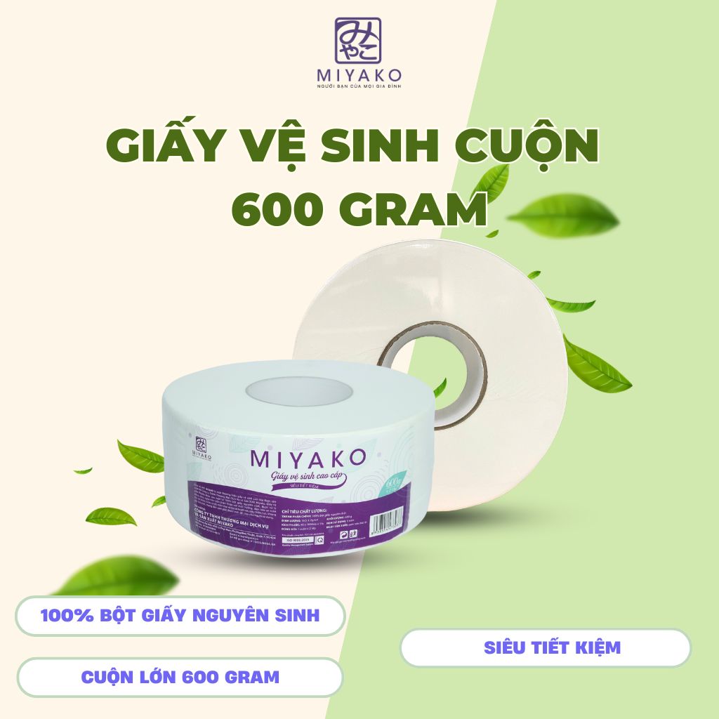 Giấy vệ sinh cuộn lớn cao cấp Miyako – 600 g