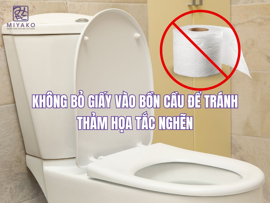 Không bỏ giấy vào bồn cầu để tránh thảm họa tắc nghẽn