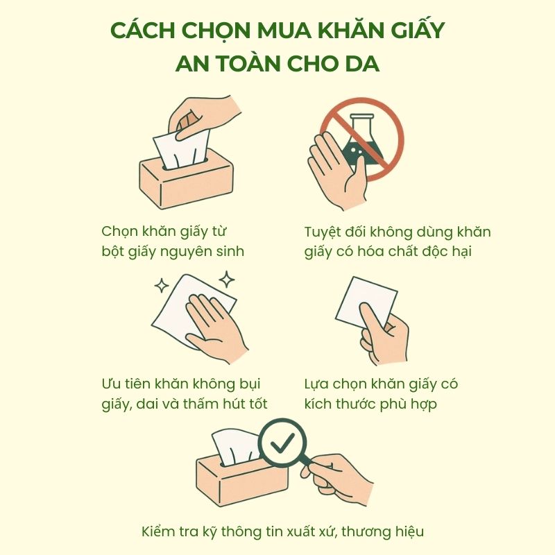Cách chọn khăn giấy vuông nhỏ an toàn cho da