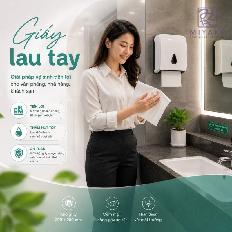 Giấy lau tay giúp làm khô tay nhanh chỉ với 1-2 tờ