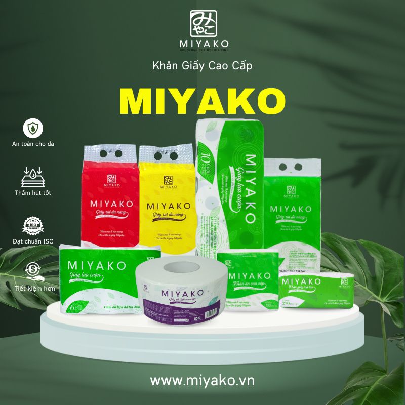Miyako được đánh giá là một trong những thương hiệu giấy vệ sinh và khăn giấy đáng tin cậy, được nhiều gia đình, nhà hàng và khách sạn tin dùng.