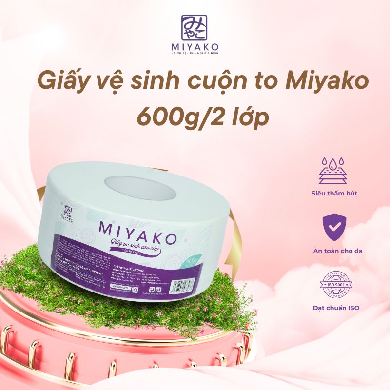 Một trong những lựa chọn đáng tin cậy cho gia đình và văn phòng nhỏ chính là giấy vệ sinh cuộn to Miyako.