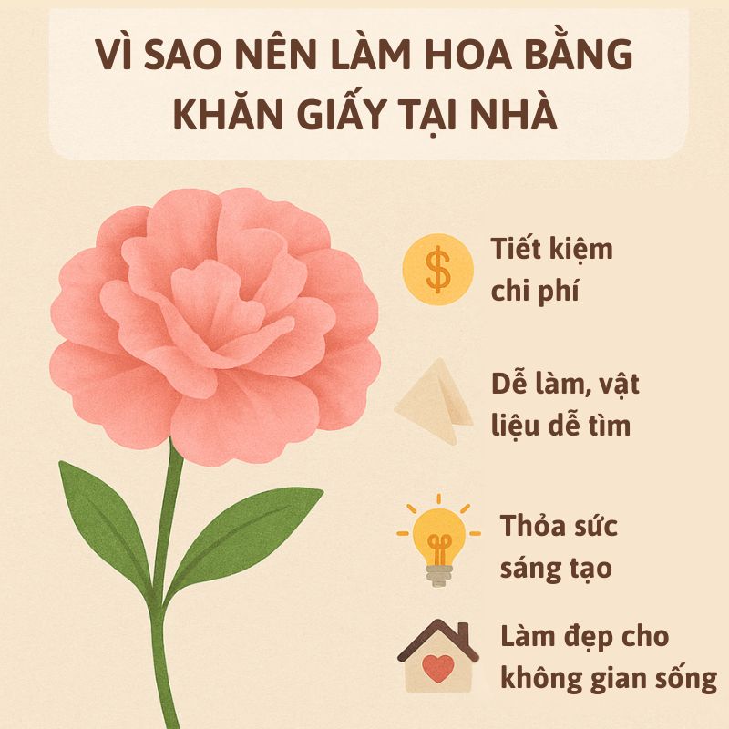 Vì sao nên làm hoa bằng khăn giấy tại nhà
