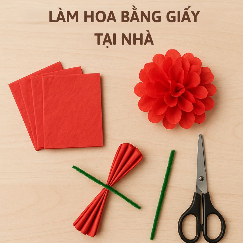 làm hoa bằng giấy tại nhà