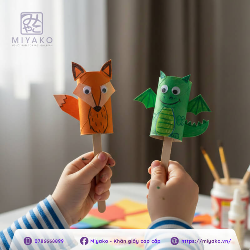 Cách làm con rối bằng giấy vệ sinh cho bé tại nhà