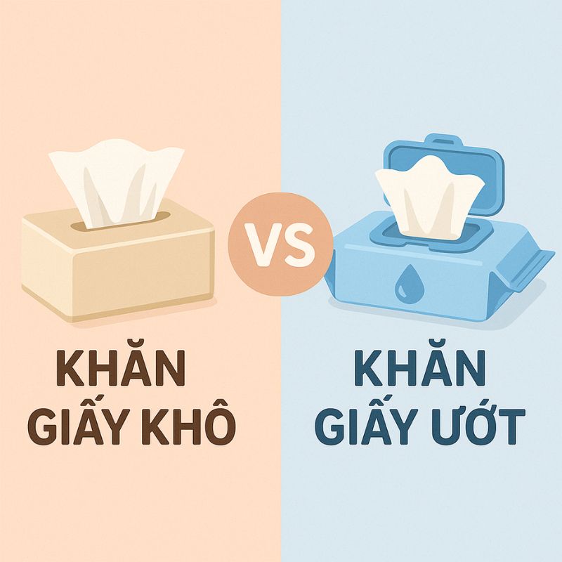 Điểm khác biệt giữa khăn giấy khô và khăn giấy ướt