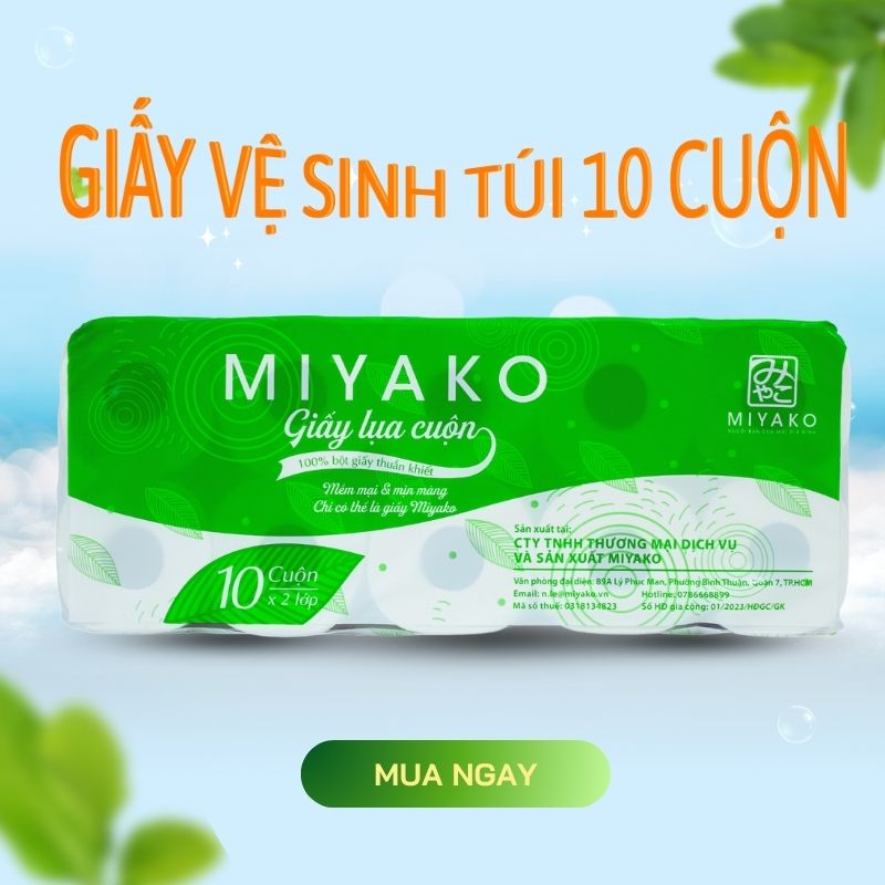 Giấy vệ sinh túi 10 cuộn Miyako