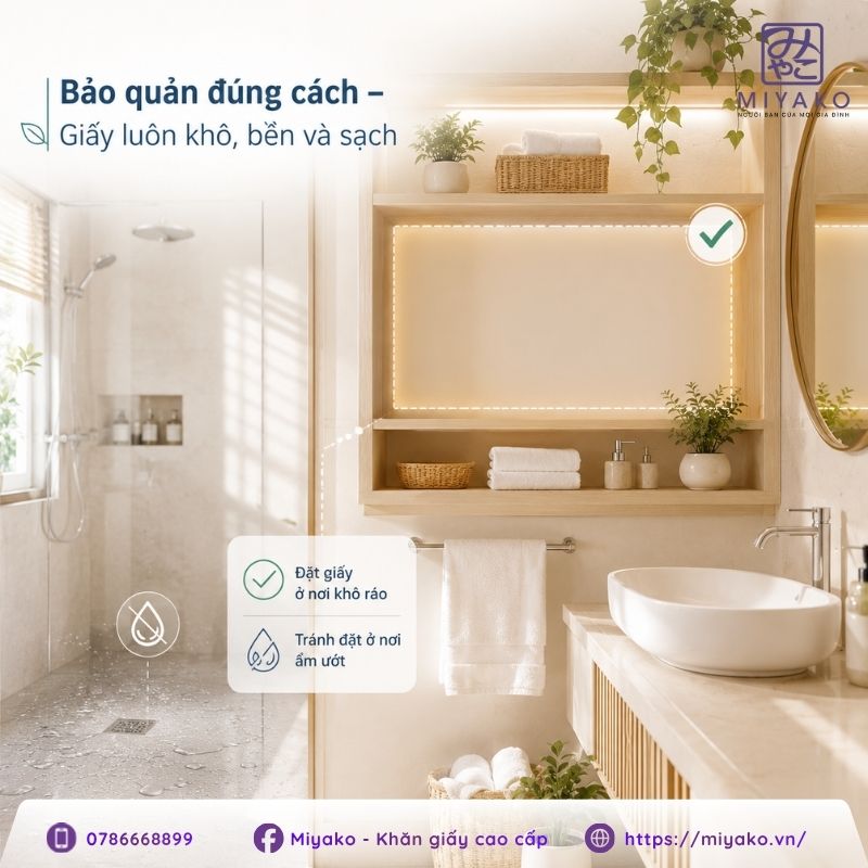 bảo quản giấy vệ sinh đúng cách tránh ẩm mốc