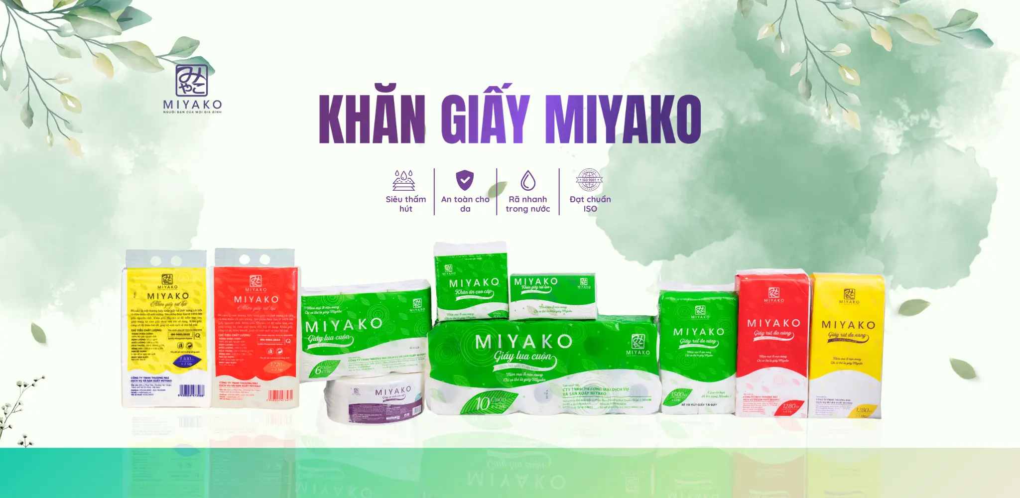 Các sản phẩm khăn giấy Miyako đều là khăn giấy không bụi