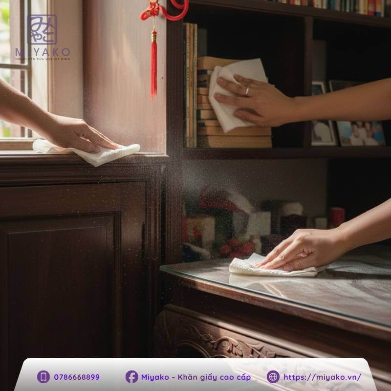 Dọn từ trên cao xuống dưới thấp giúp việc dọn dẹp nhà cửa ngày Tết nhanh và hiệu quả hơn