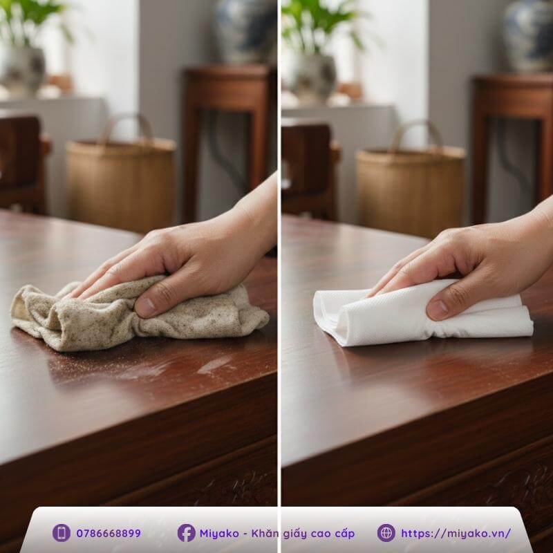 Nhiều người vẫn băn khoăn nên dùng khăn vải truyền thống hay dùng khăn giấy đa năng lau bàn thờ