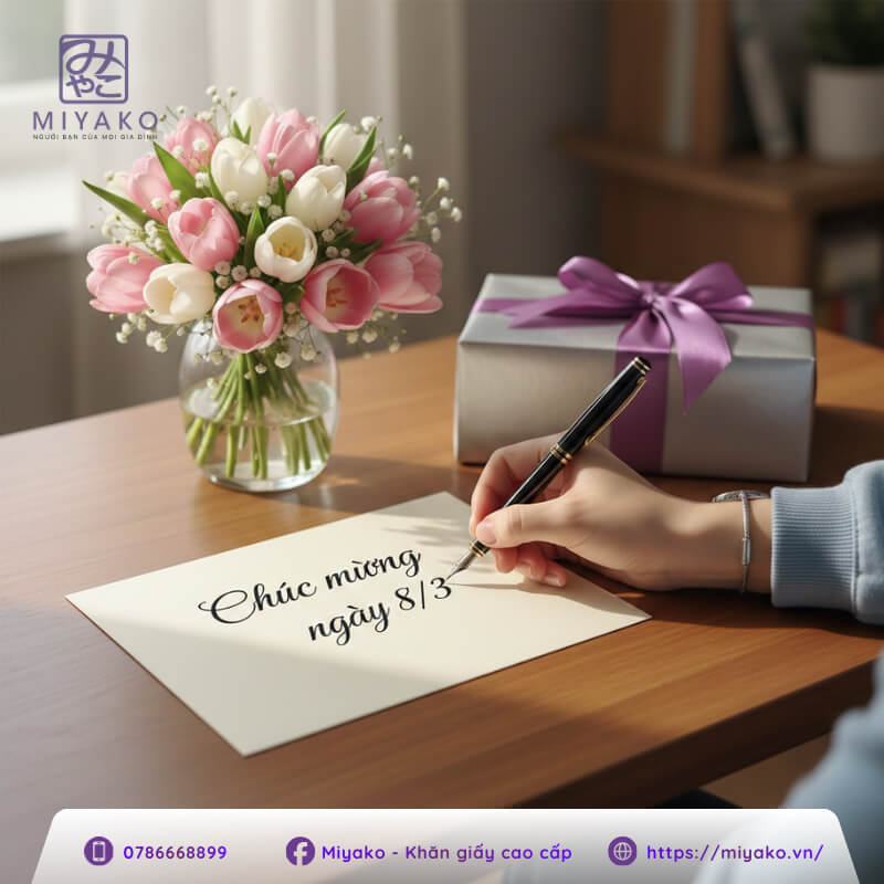 Quà tặng và thiệp viết tay ý nghĩa cho ngày Quốc tế Phụ nữ 8/3.