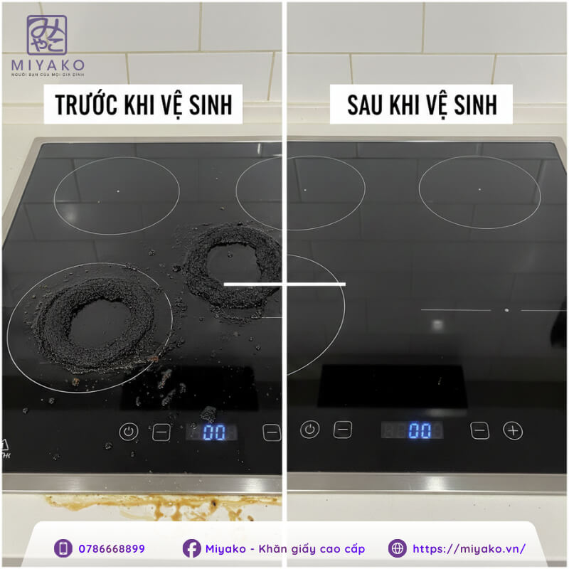 trước và sau khi vệ sinh bếp từ