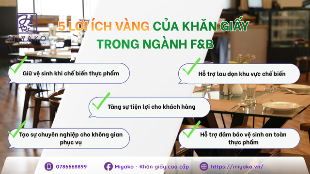Infographic 5 lợi ích chiến lược của khăn giấy trong ngành thực phẩm đối với kinh doanh F&B