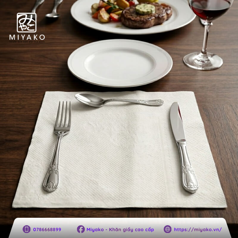 Khăn ăn cao cấp khổ lớn giúp tối ưu khả năng thấm hút dầu mỡ, mang lại sự tiện lợi tối đa cho thực khách