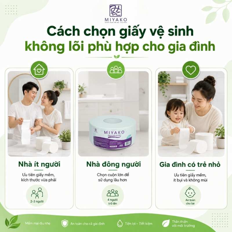 Cách chọn giấy vệ sinh không lõi phù hợp cho từng nhu cầu gia đình