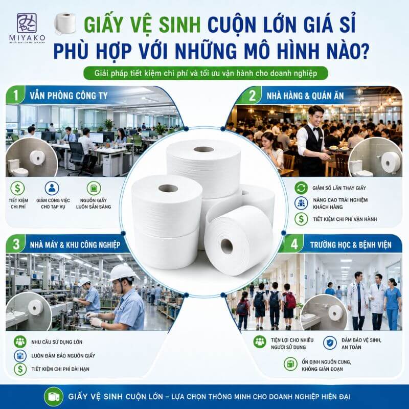 Giấy vệ sinh cuộn lớn phù hợp với những mô hình nào