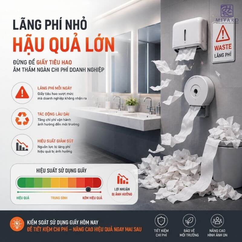 Lãng phí giấy vệ sinh là chi phí ẩn trong vận hành doanh nghiệp