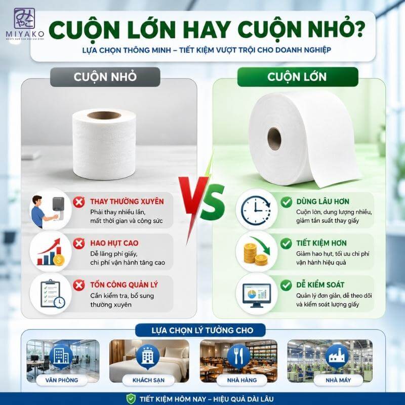 So sánh giấy vệ sinh cuộn lớn và cuộn nhỏ khác nhau như thế nào