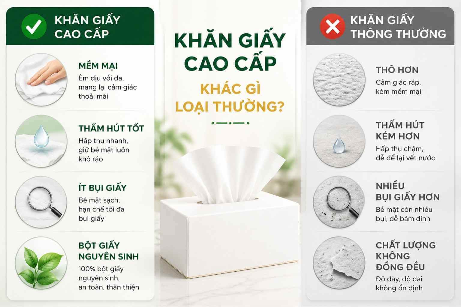 khăn giấy cao cấp khác gì khăn giấy thường