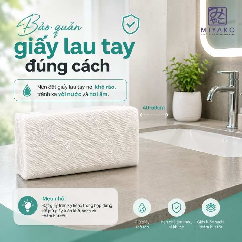 Bảo quản giấy lau tay nơi khô ráo