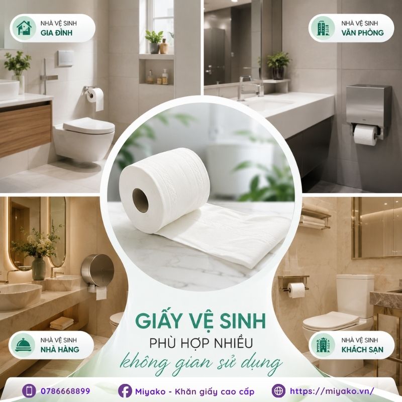 Giấy vệ sinh không bụi dùng cho gia đình, văn phòng, nhà hàng, khách sạn