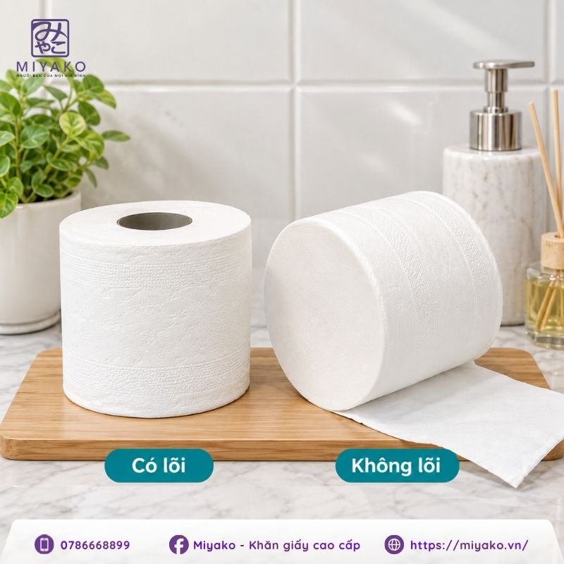 So sánh giấy vệ sinh 10 cuộn có lõi và không lõi
