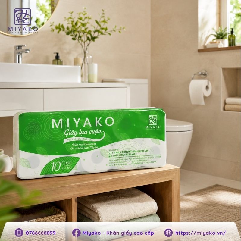 giấy vệ sinh 10 cuộn 2 lớp có lõi Miyako