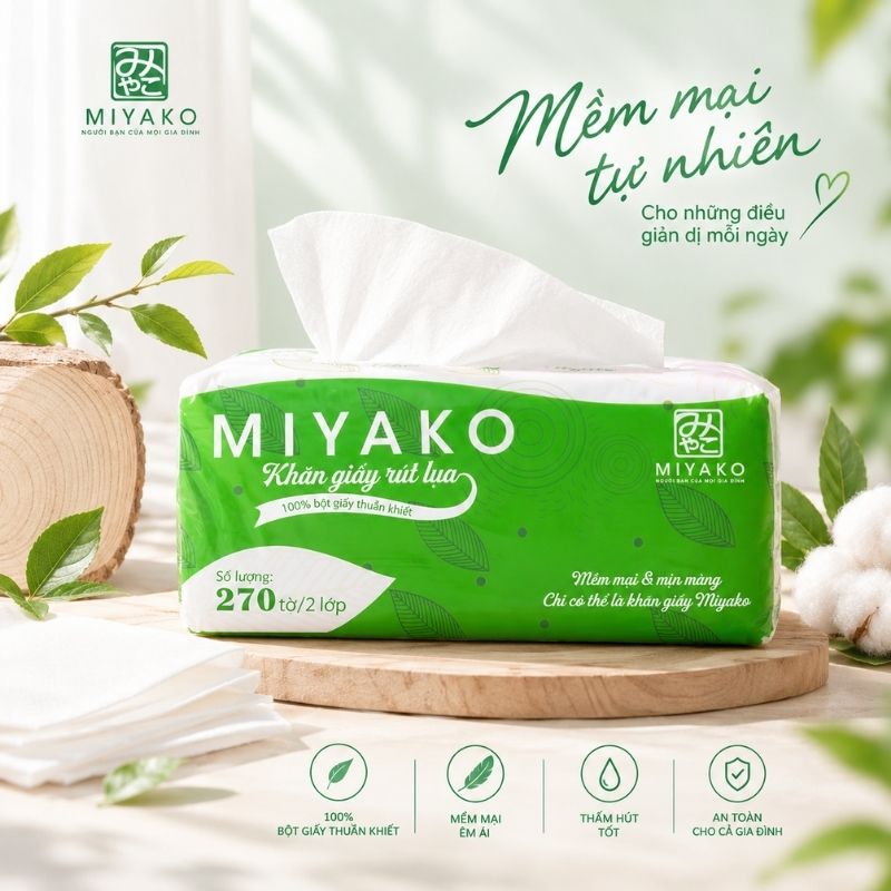 Khăn giấy lụa bột nguyên sinh cao cấp an toàn cho da
