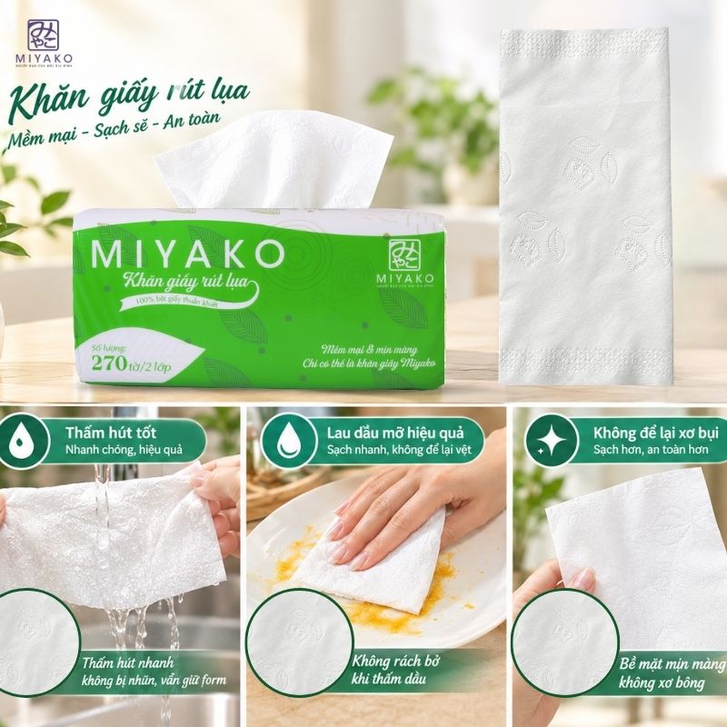 Khăn giấy rút lụa nhà hàng giá sỉ thấm hút dầu mỡ tốt không xơ bụi